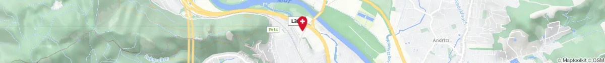 Kartendarstellung des Standorts für Apotheke Graz Shopping Nord in 8051 Graz-Gösting